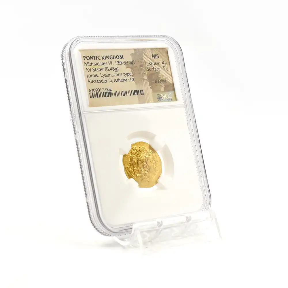 古代コイン6：5993 古代ギリシャ ポントス王国 紀元前120-63 ミトラダテス6世 スターテル金貨 リシマコスタイプ NGC MS Strike: 4/5 Surface: 5/5