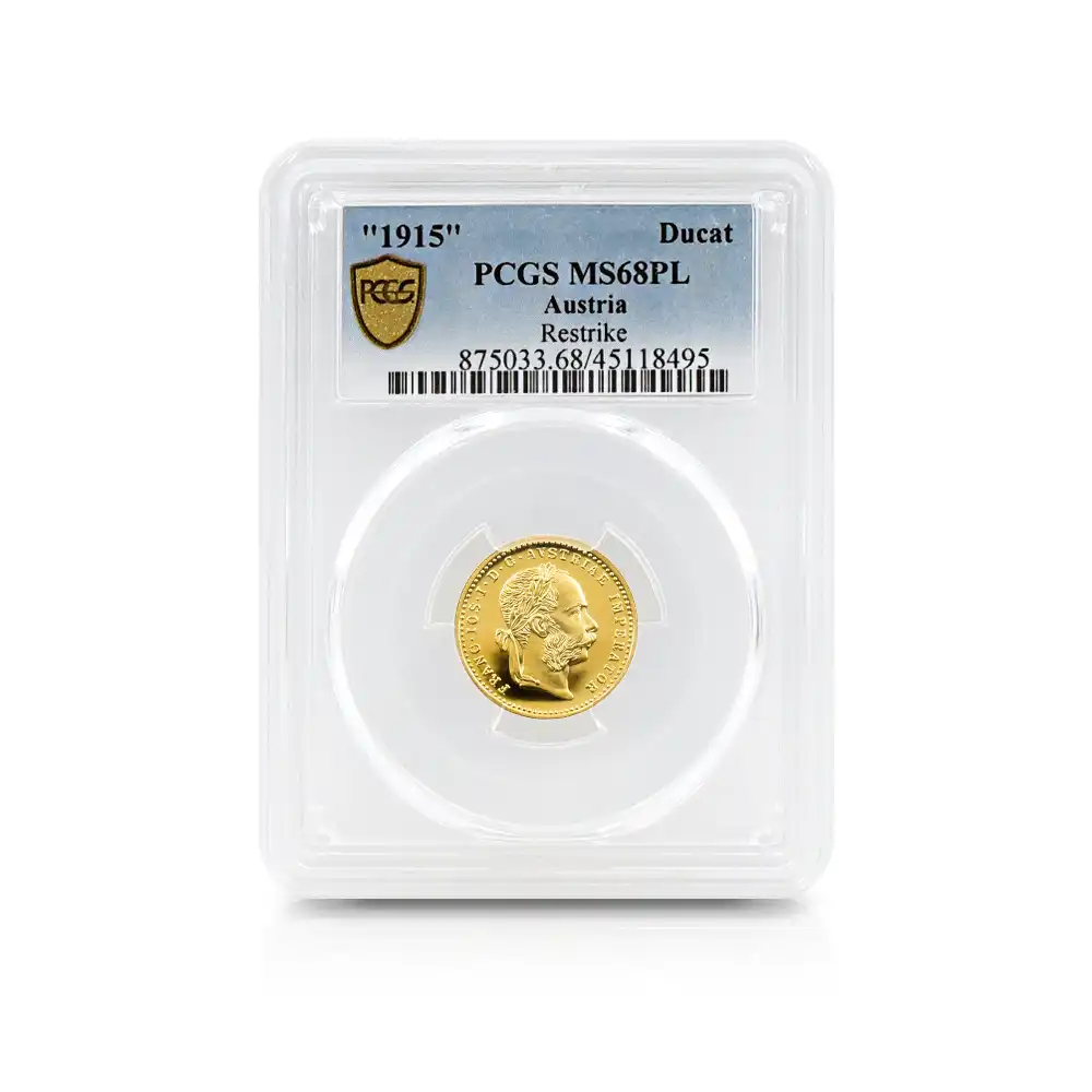 アンティークコイン4：5995 オーストリア 1915 フランツ・ヨーゼフ1世 ダカット 金貨 リストライク PCGS MS68PL