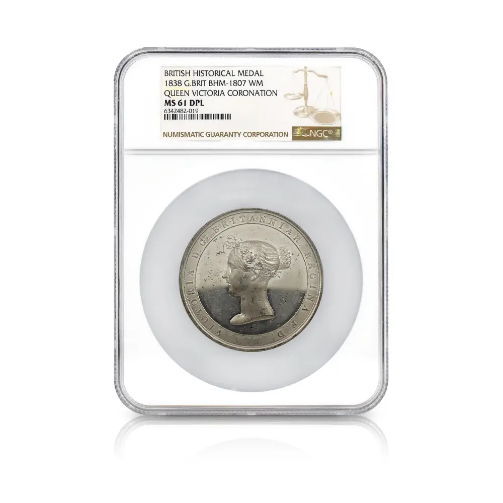 メダル4：5996 1838 ヴィクトリア女王 戴冠記念 錫メダル NGC MS61DPL BHM1807