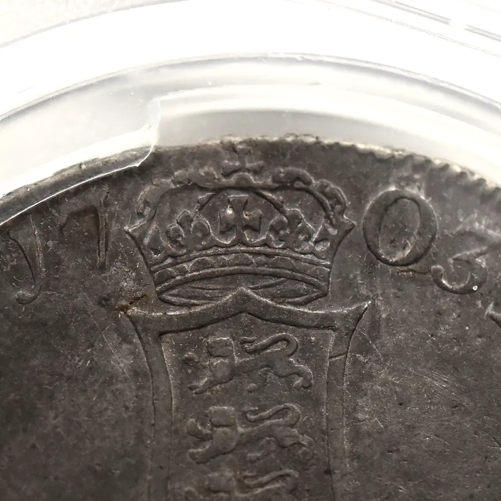 アンティークコイン10：5997 1703 アン女王 VIGO クラウン銀貨 PCGS XF45
