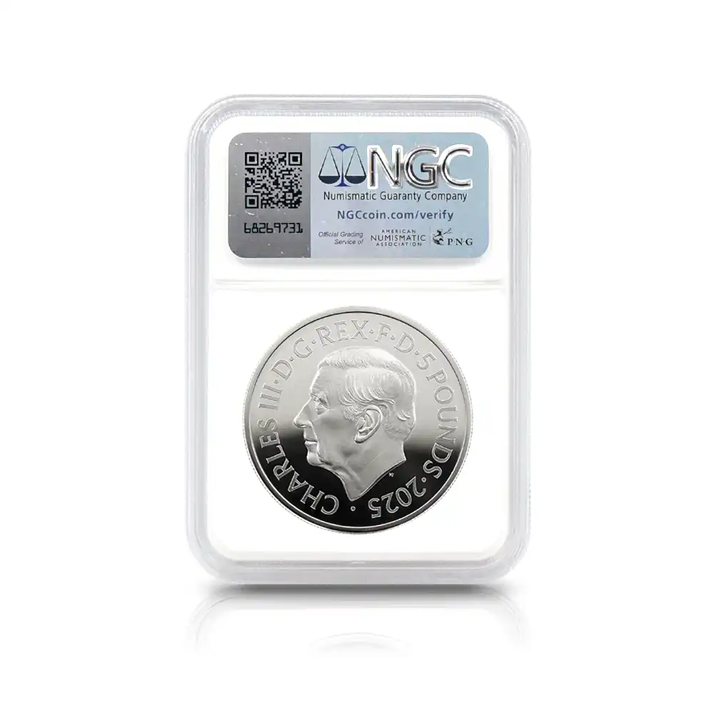 モダンコイン5：6011 2025 チャールズ3世 ワーテルロー・メダル - 勝利 5ポンド2オンス銀貨 発行即日鑑定品 NGC PF70UC 箱付き