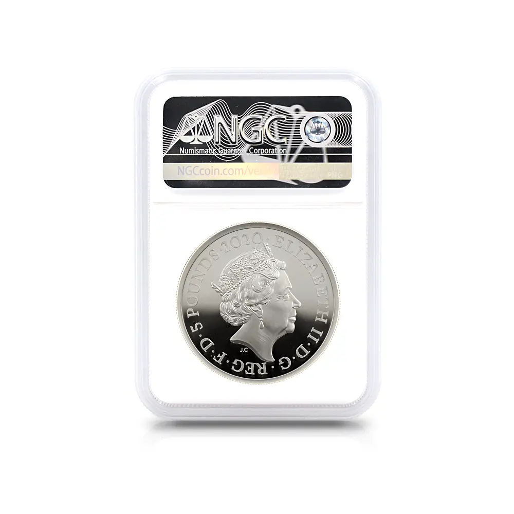 モダンコイン5：6006 2020 エリザベス2世 スリーグレーセス 5ポンド 2オンス銀貨 発行即日鑑定品 NGC PF69UC 箱付き