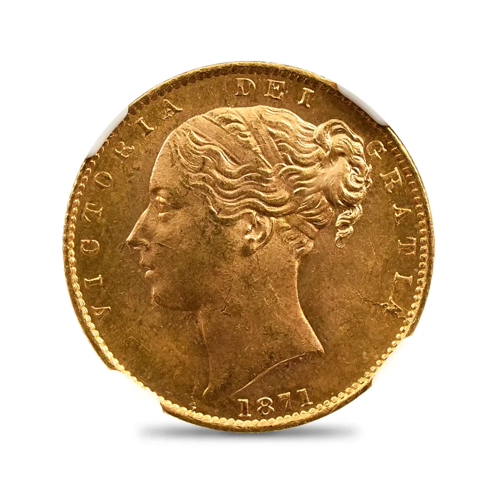 アンティークコイン2：6008 1871 ヴィクトリア女王 ヤングヘッド ソブリン金貨 NGC MS64