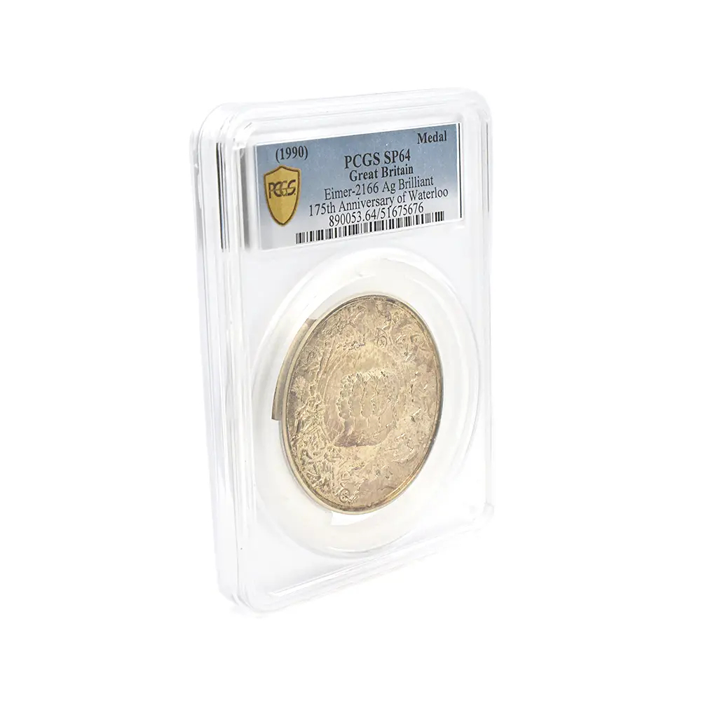 メダル6：6014 1990 ワーテルローの戦い 175周年記念 銀メダル PCGS SP64 Eimer-2166 箱付き
