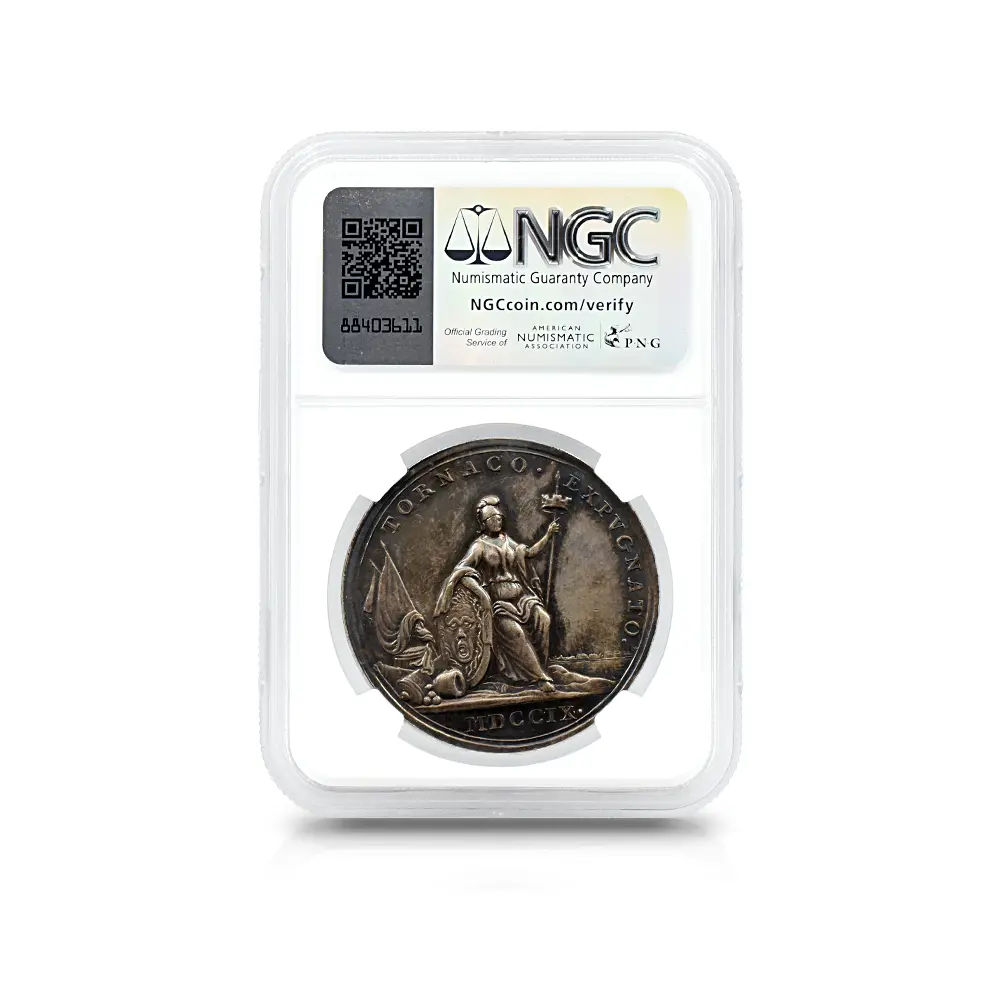 メダル5：6019 1709 アン女王 トゥルネー占領 銀メダル NGC AU58