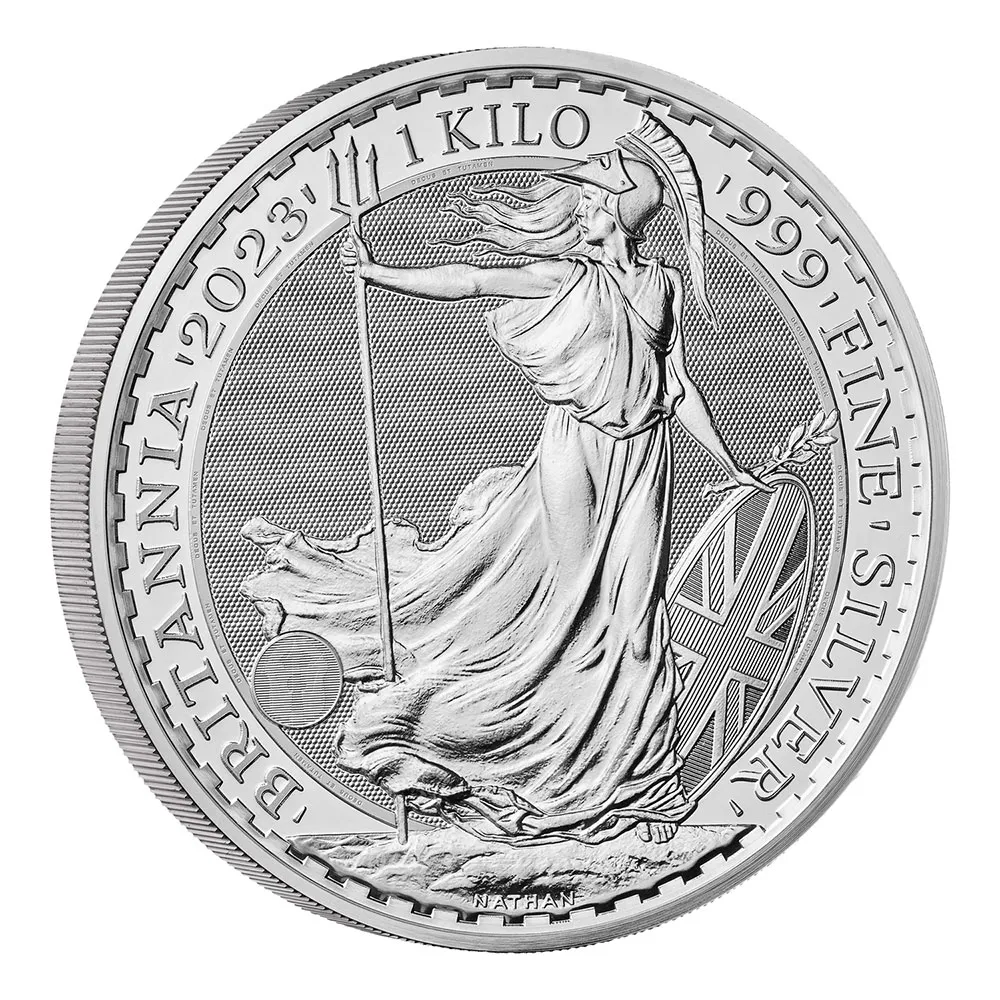 地金型4：3359 イギリス 2023 チャールズ3世 ブリタニア 500ポンド 1キロ(1000g) 地金型銀貨 【1枚】