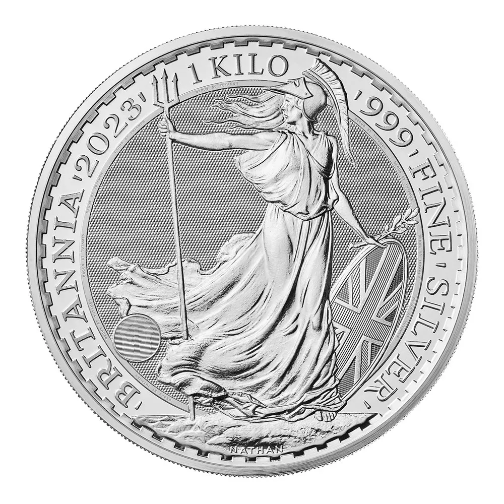 地金型2：3359 イギリス 2023 チャールズ3世 ブリタニア 500ポンド 1キロ(1000g) 地金型銀貨 【1枚】