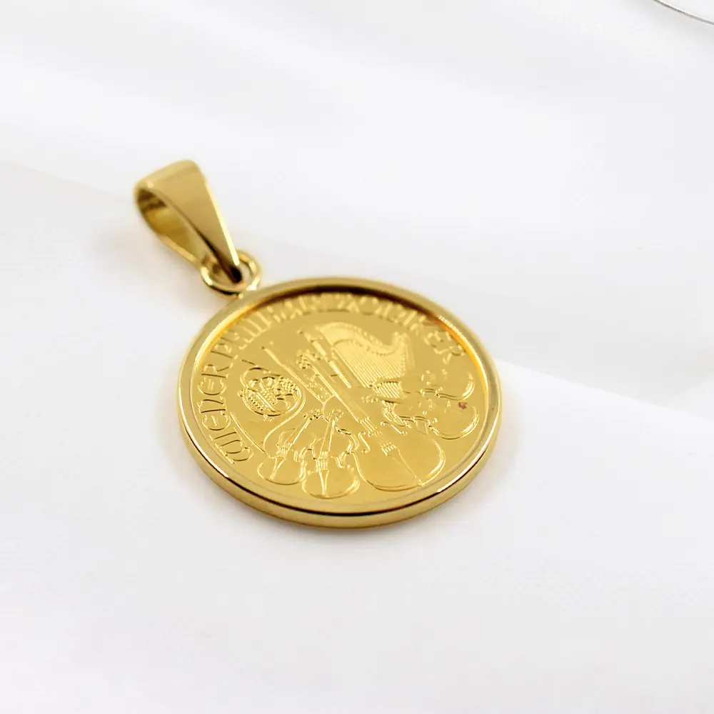 地金型6：6022 【ペンダントトップ単品】オーストリア 2025 ウィーンフィル 4ユーロ 1/25オンス 金貨 コインペンダント