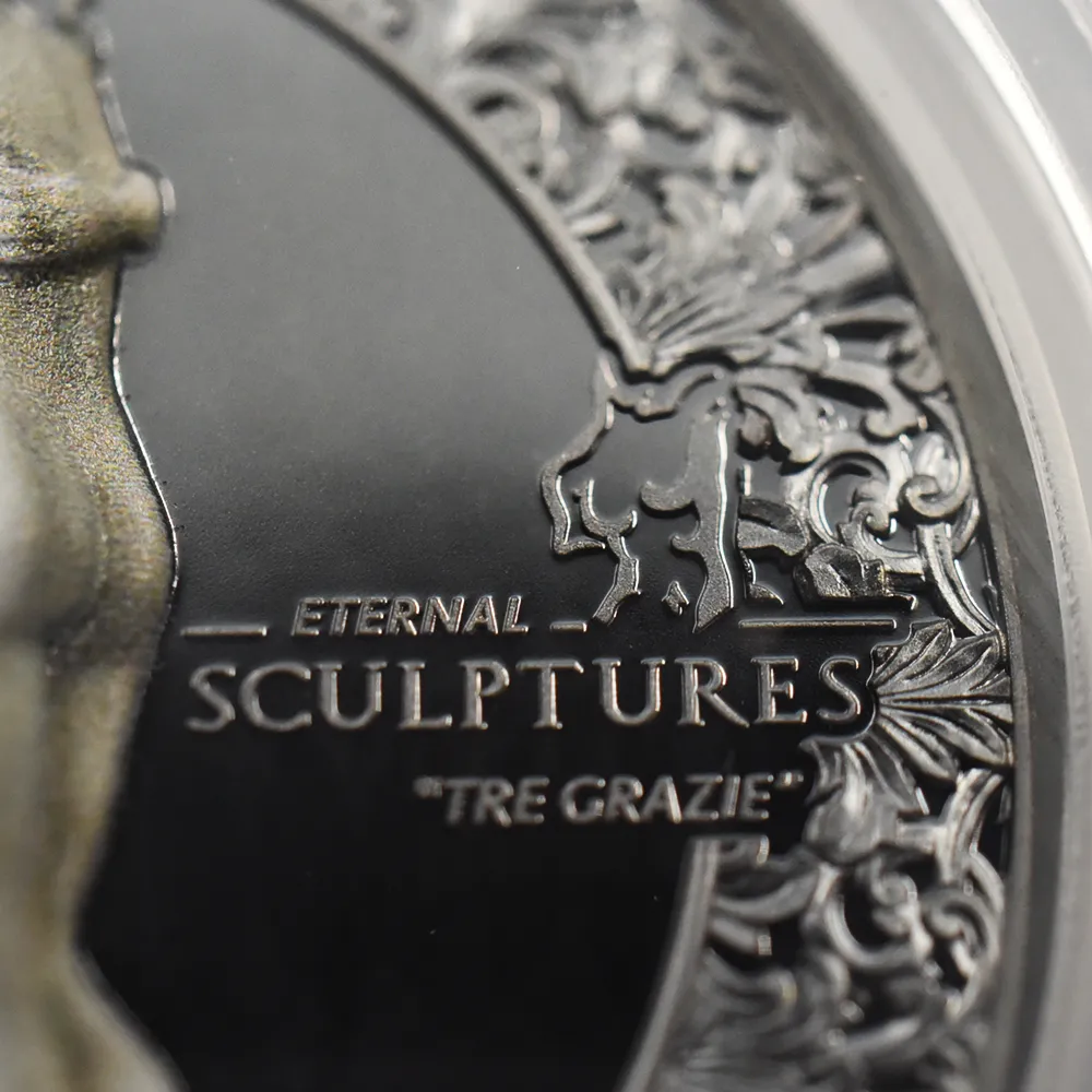 モダンコイン10：4685 パラオ 2020 スリーグレーセス 10ドル2オンス銀貨 ブラックプルーフ仕上 PCGS PR70DC 箱付き