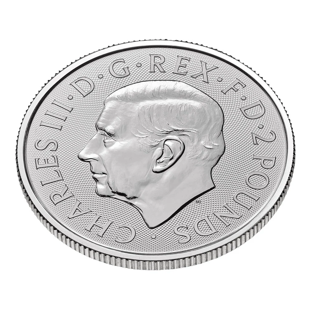 地金型5：3407 イギリス 2023 ロイヤルアームズ 2ポンド 1オンス 地金型銀貨 【1枚】 (コインケース付き)