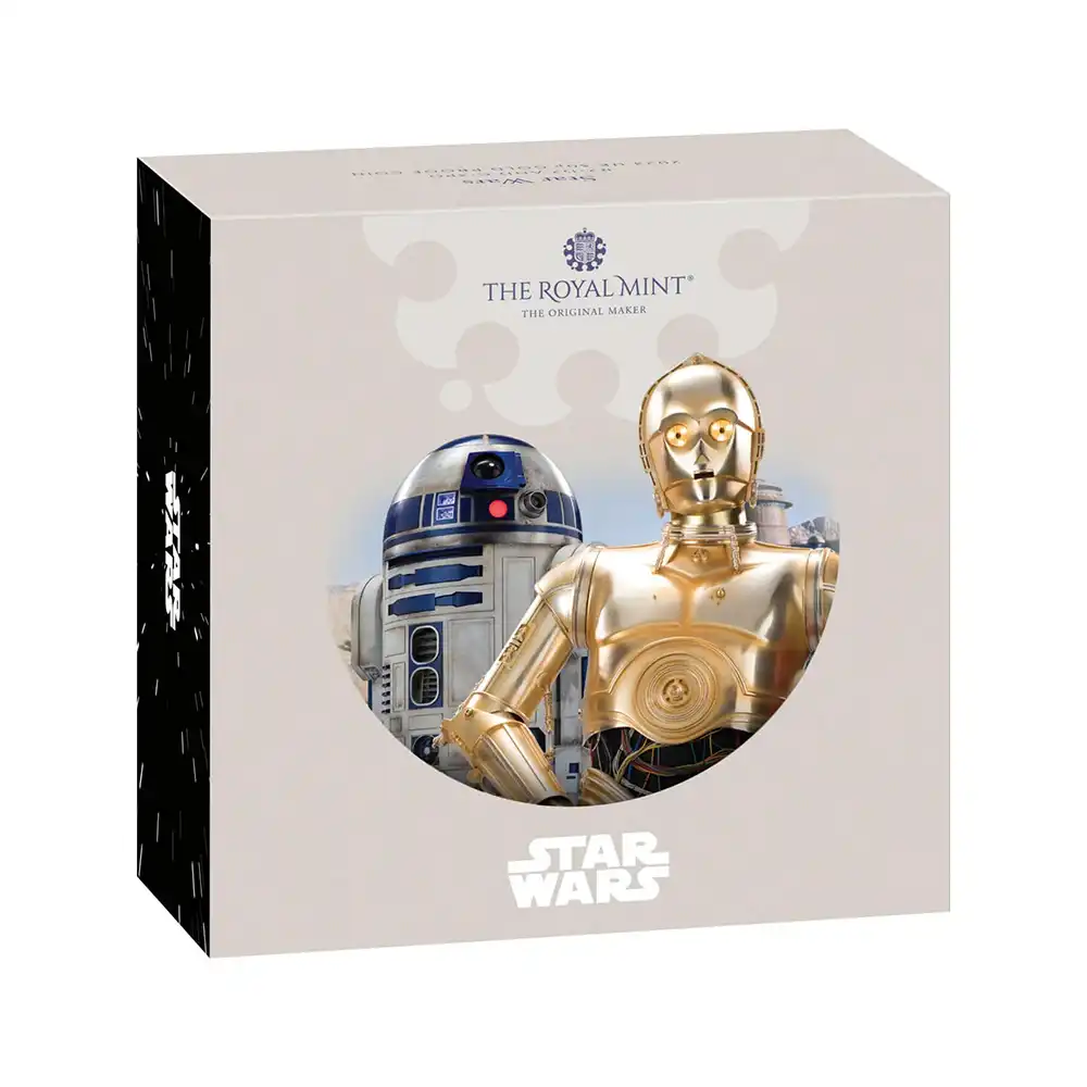 モダンコイン4：3421 2023 チャールズ3世 スター・ウォーズコレクション第1弾 R2-D2＆C-3PO 50ペンスプルーフ金貨 未鑑定 箱付き【ご予約承り品】