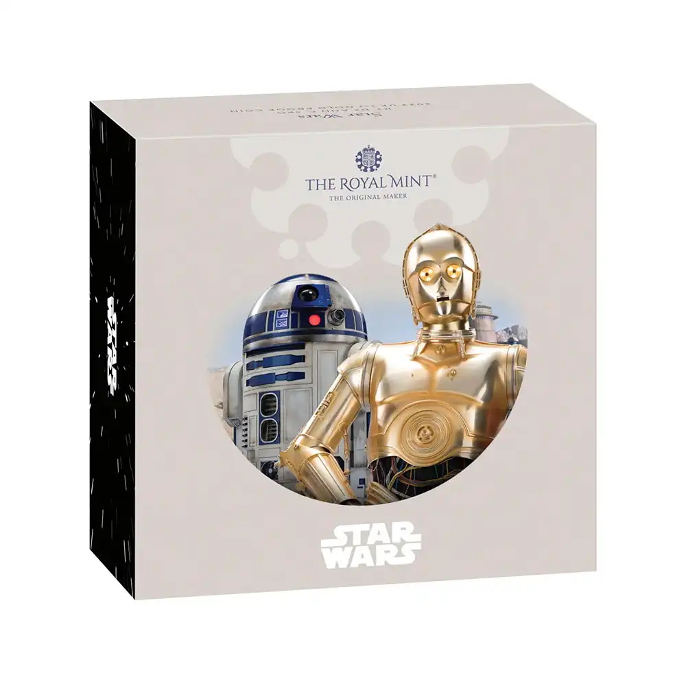 モダンコイン4：3423 2023 チャールズ3世 スター・ウォーズコレクション第1弾 R2-D2＆C-3PO 100ポンド1オンスプルーフ金貨 未鑑定 箱付き【ご予約承り品】