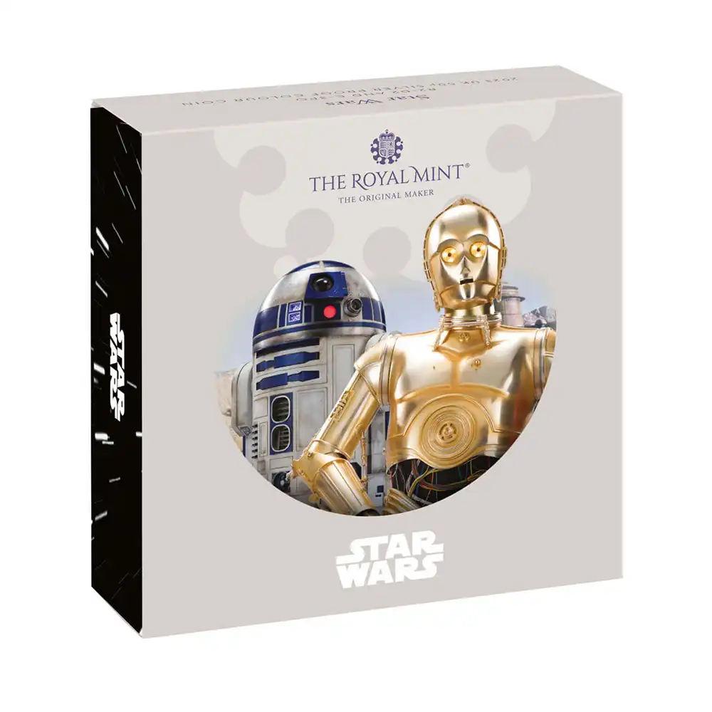 モダンコイン4：3417 2023 チャールズ3世 スター・ウォーズコレクション第1弾 R2-D2＆C-3PO 50ペンスプルーフカラー銀貨 未鑑定 箱付き【ご予約承り品】