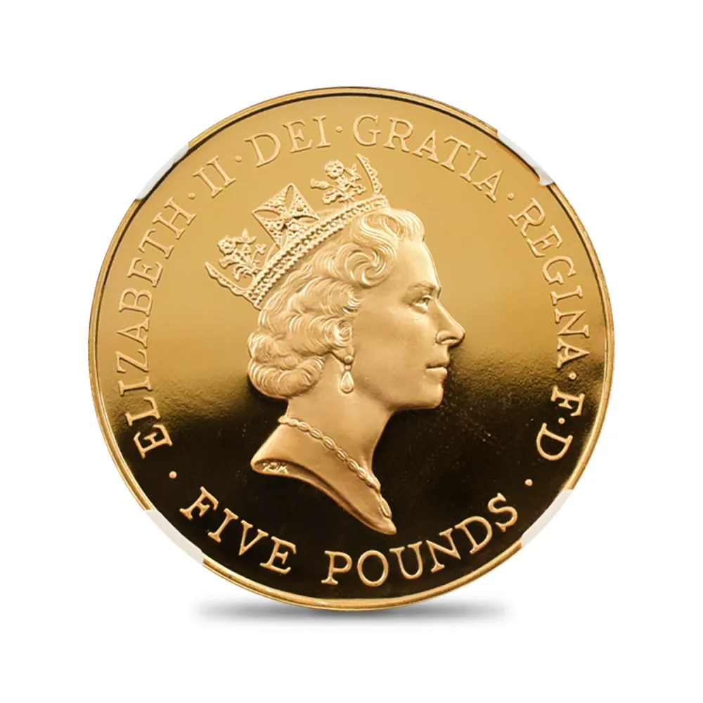 モダンコイン3：4705 1996 エリザベス2世 ミドルエリザべス 女王生誕70周年記念 5ポンド金貨 NGC PF70UC