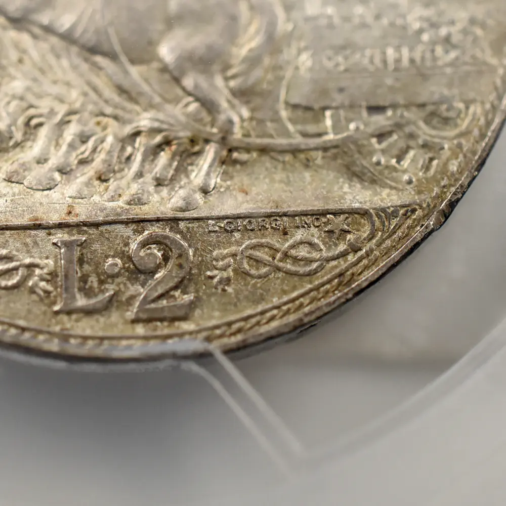 アンティークコイン14：4711 イタリア 1910R ヴィットーリオ・エマヌエーレ3世 クァドリガ 2リラ銀貨 PCGS MS63
