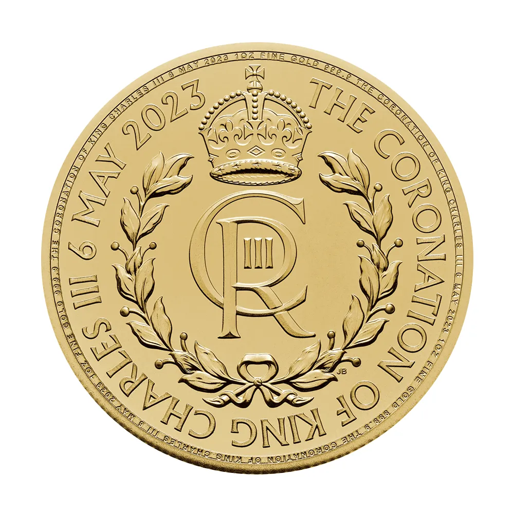 地金型2：3446 イギリス 2023 チャールズ3世 戴冠記念 100ポンド 1オンス 地金型金貨 【1枚】 (コインケース付き)