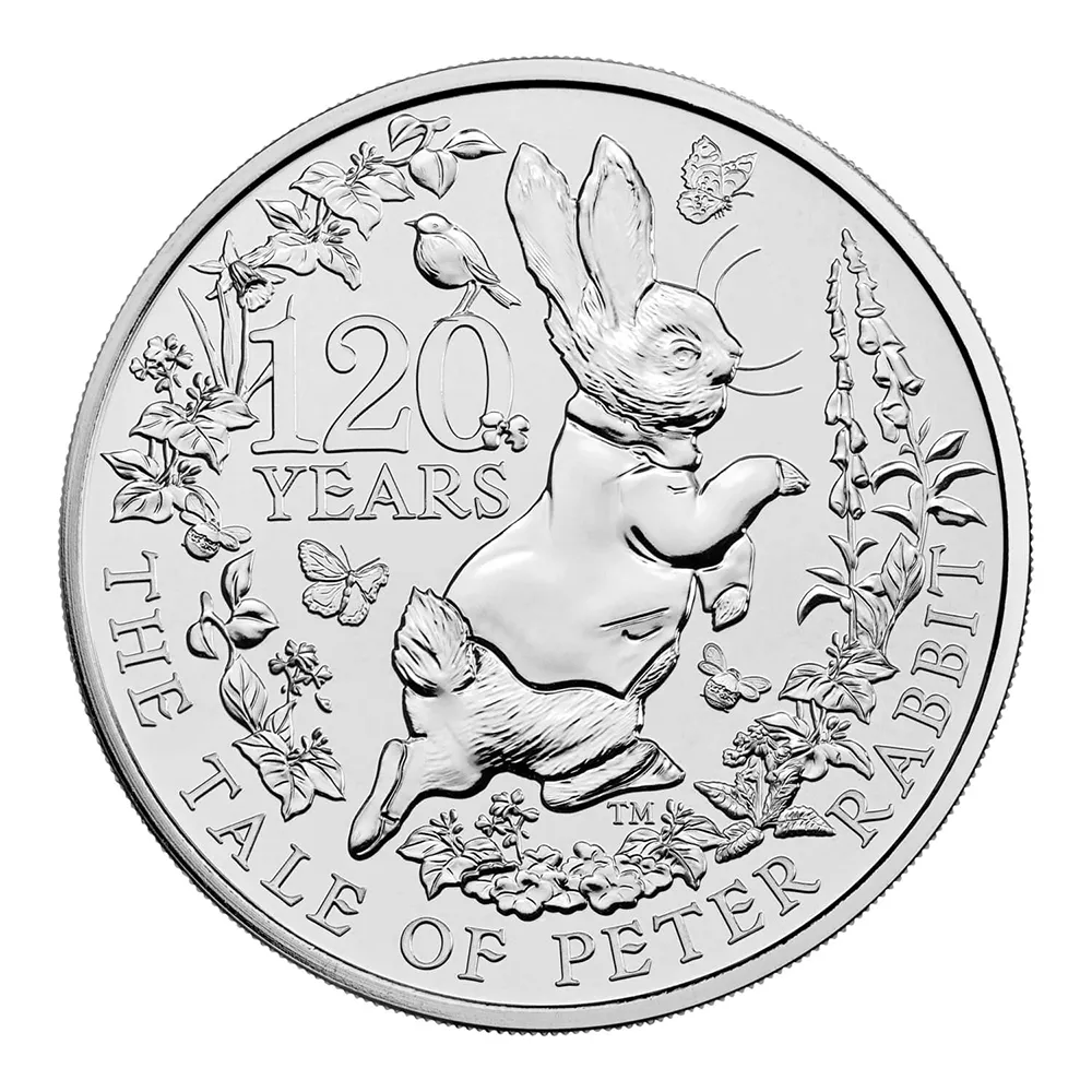 モダンコイン2：3454 イギリス 2022 エリザベス2世 ピーターラビット 出版120周年記念 5ポンド BU白銅貨 【1枚】 (パッケージ付き)