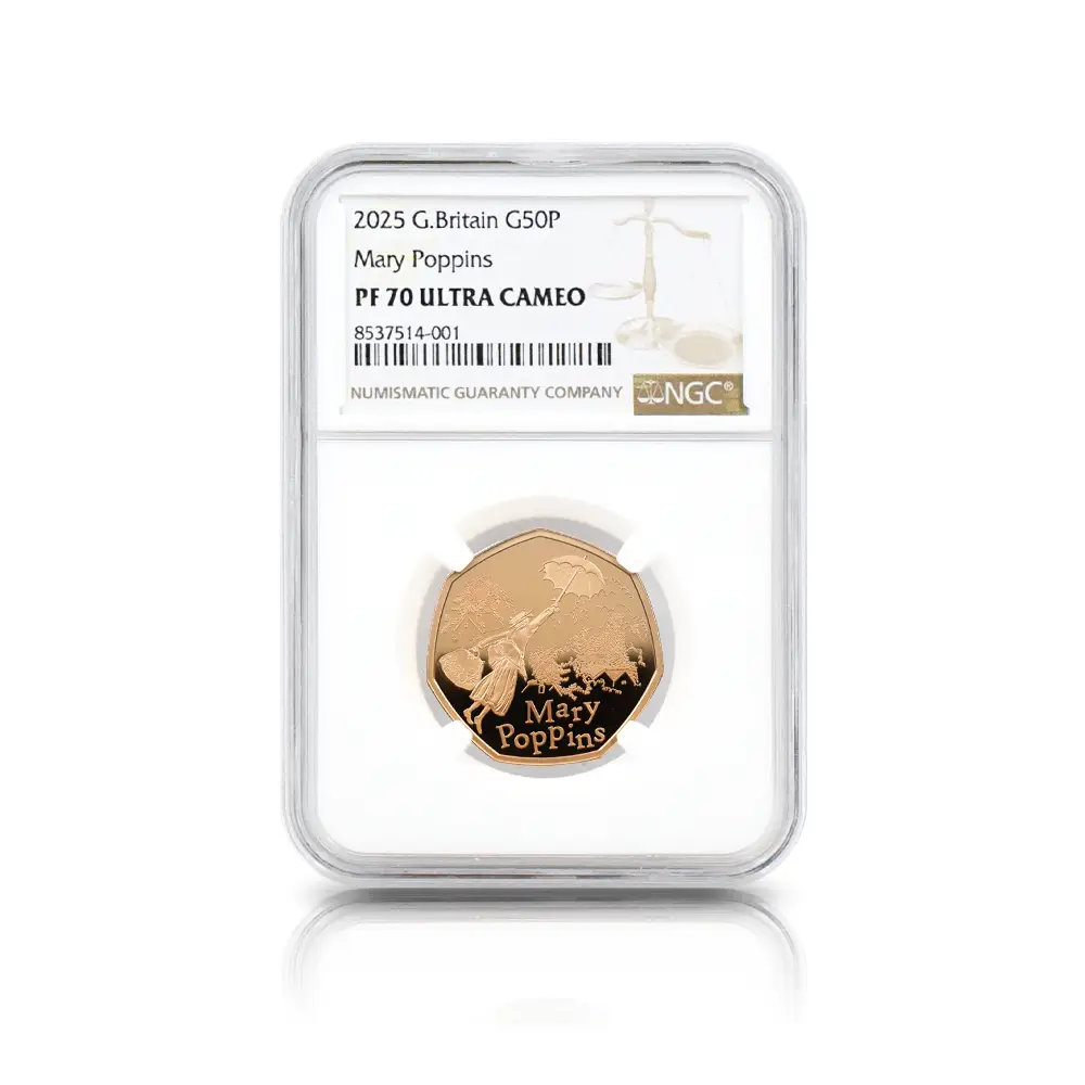 モダンコイン4：6065 2025 チャールズ3世 メリー・ポピンズ 50ペンス金貨 NGC PF70UC 箱付き