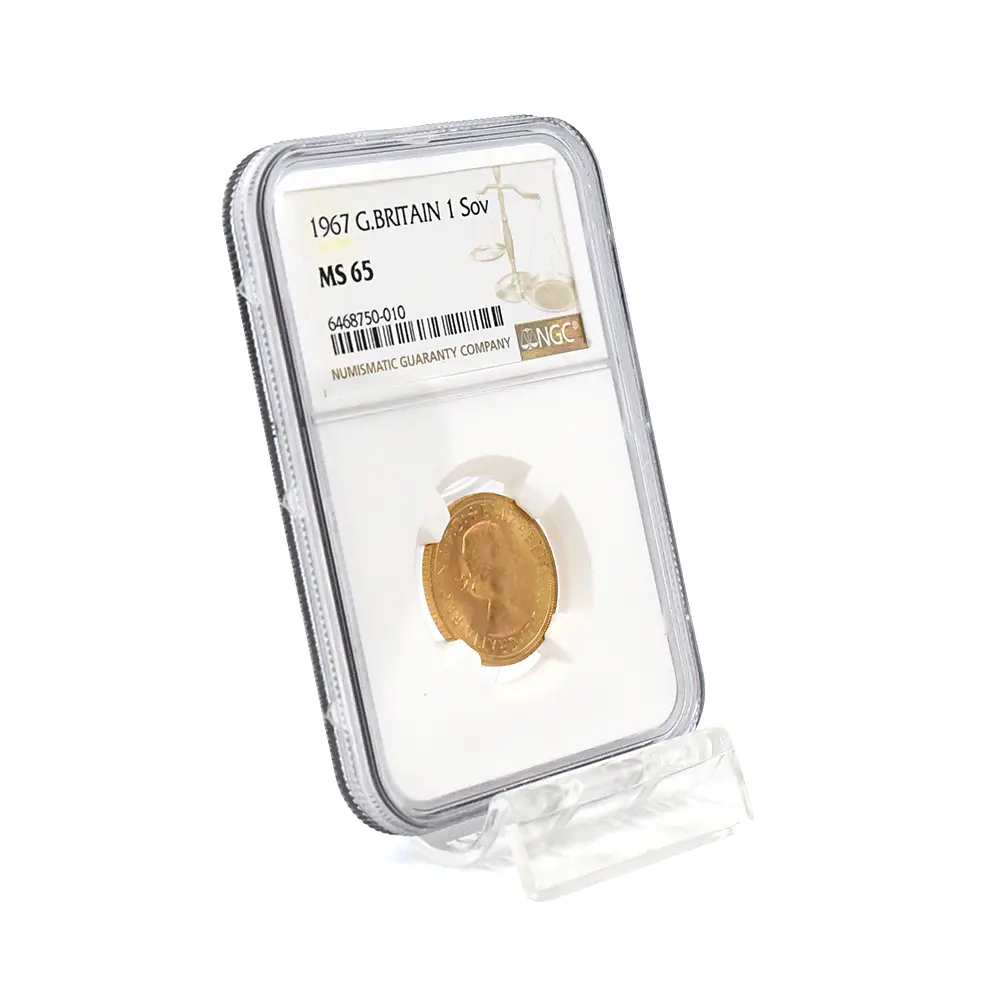 モダンコイン6：6061 1967 エリザベス2世 ヤングヤング 聖ジョージ竜退治 ソブリン金貨 NGC MS65