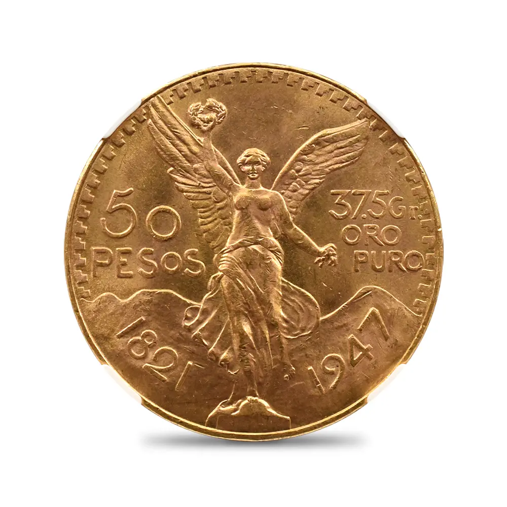 モダンコイン2：6067 メキシコ 1947 リベルタ―ド 50ペソ金貨 リストライク NGC MS64