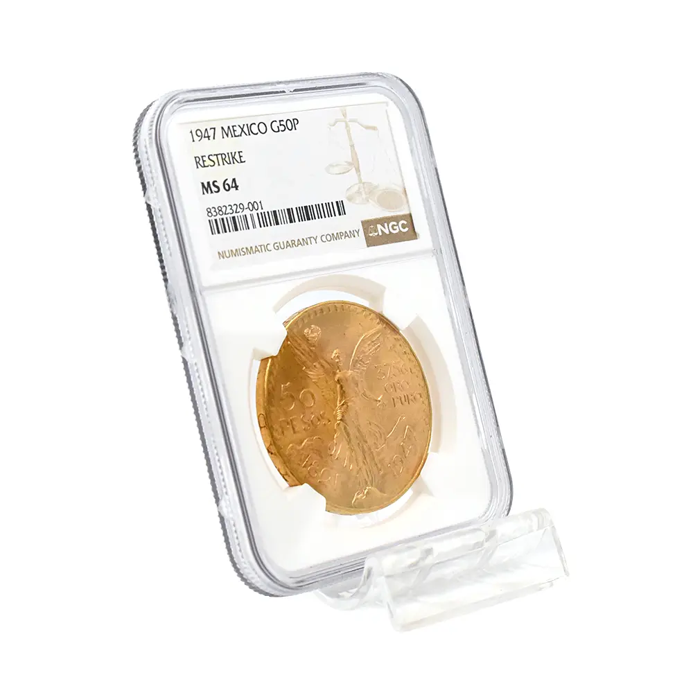 モダンコイン6：6067 メキシコ 1947 リベルタ―ド 50ペソ金貨 リストライク NGC MS64