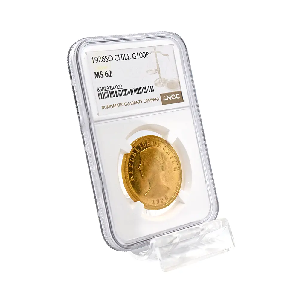 アンティークコイン6：6069 チリ 1926SO 女神 100ペソ金貨 NGC MS62