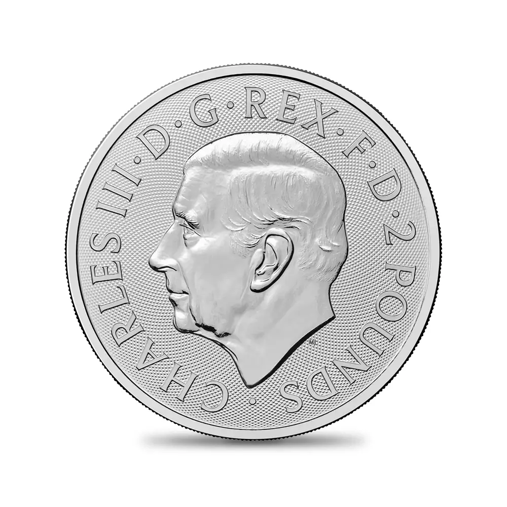 地金型3：6076 イギリス 2025 ロイヤルアームズ 王室紋章 2ポンド 1オンス 銀貨 【100枚】(コインチューブ付き)