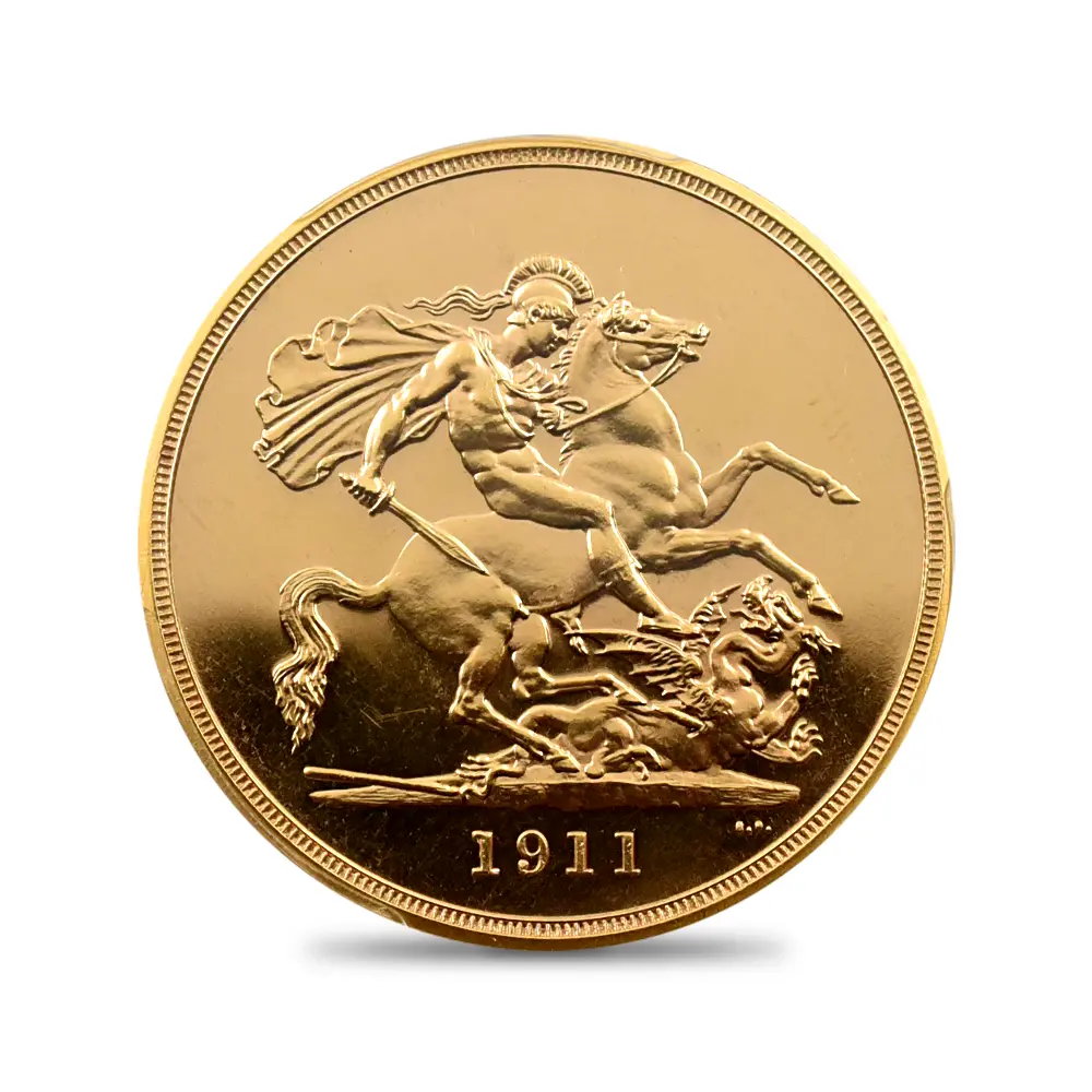 アンティークコイン3：6081 1911 ジョージ5世 聖ジョージ竜退治 5ポンド金貨 PCGS PR64CA S-3994 WR-414