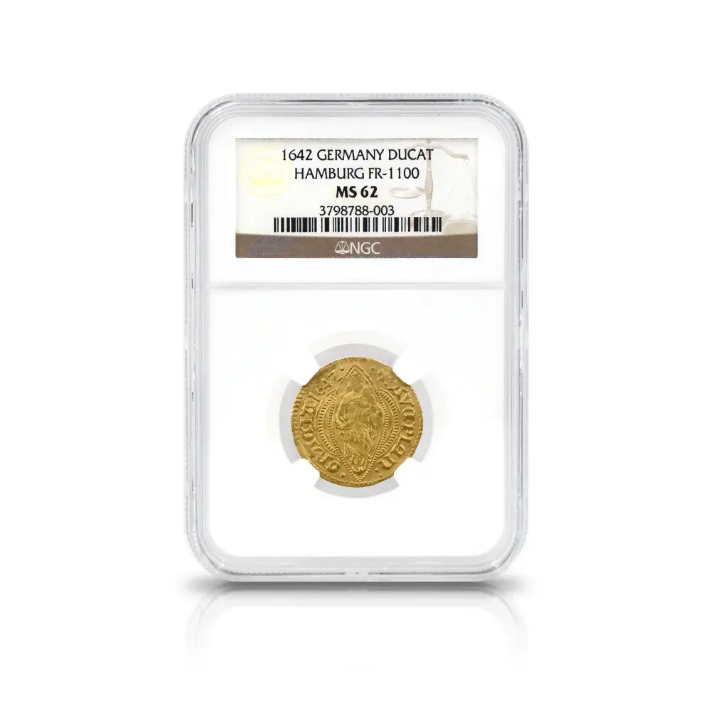 アンティークコイン4：6060 ドイツ 1642 ハンブルク ダカット金貨 MS62 FR-1100