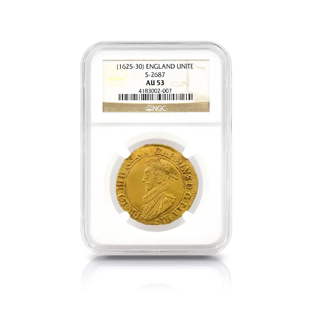 アンティークコイン4：6080 1625-1630 チャールズ1世 ユナイト金貨 NGC AU53 S-2687