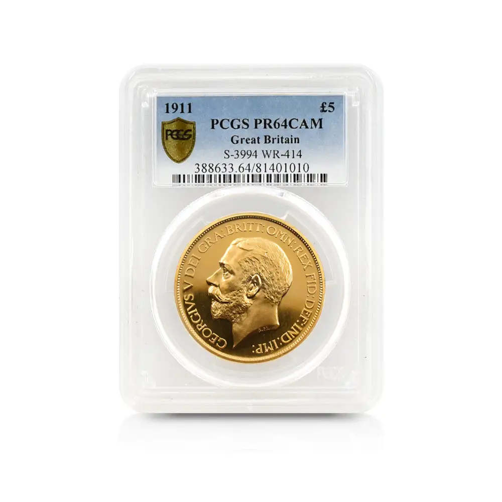 アンティークコイン4：6081 1911 ジョージ5世 聖ジョージ竜退治 5ポンド金貨 PCGS PR64CA S-3994 WR-414