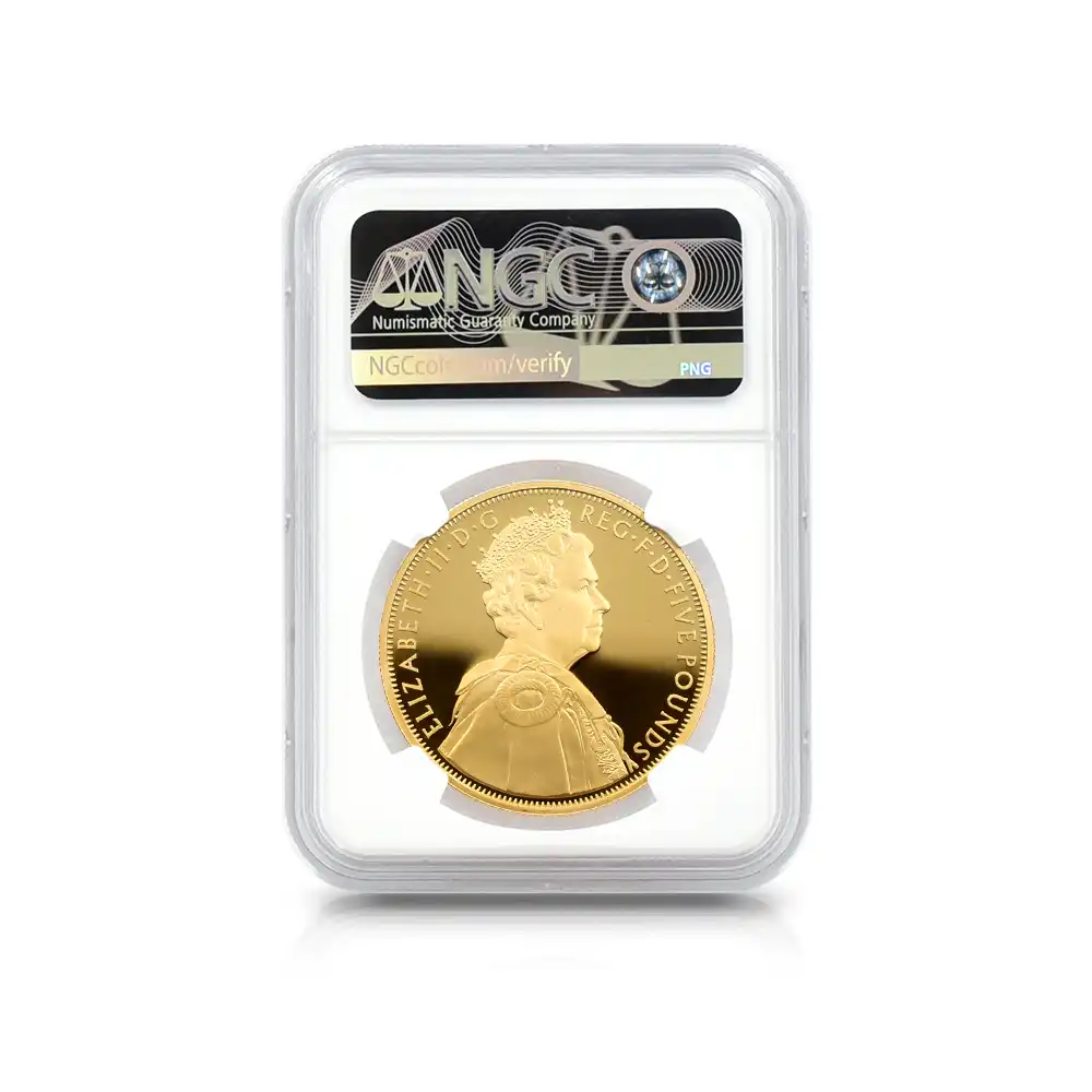 モダンコイン5：3467 2012 エリザベス2世 即位60周年記念 ダイアモンドジュビリー 5ポンド銀貨（金メッキ加工）NGC PF70UC 箱付き
