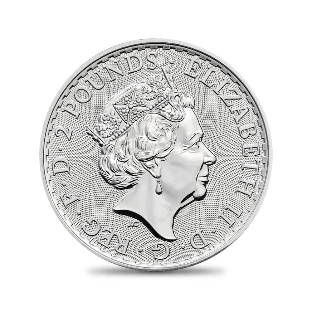 地金型3：1030 2021 エリザベス2世 ブリタニア 2ポンド1オンス(31.1g) 銀貨【1枚】