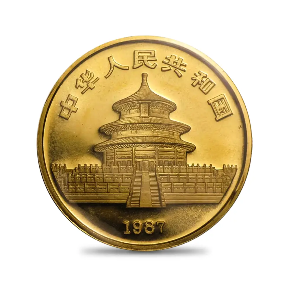 地金型3：6045 中国 1987 パンダ 100元 1オンス 金貨 【1枚】 (コインケース付き)