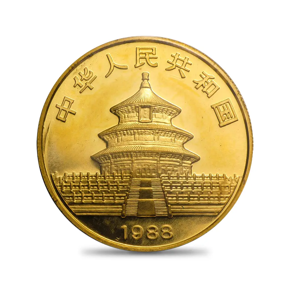 地金型3：6046 中国 1988 パンダ 100元 1オンス 金貨 【1枚】 (コインケース付き)