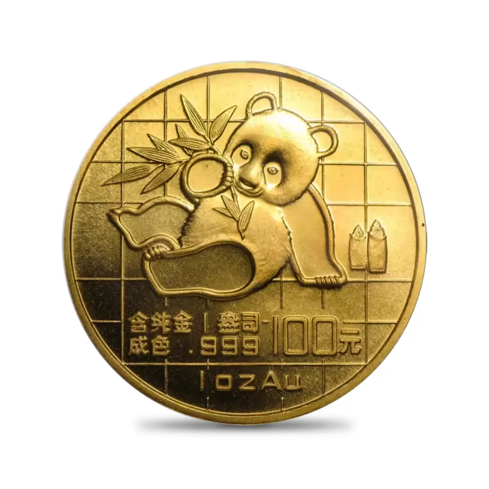 地金型2：6047 中国 1989 パンダ 100元 1オンス 金貨 【1枚】 (コインケース付き)
