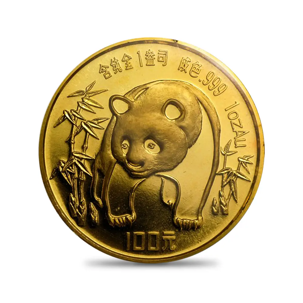 地金型2：6048 中国 1986 パンダ 100元 1オンス 金貨 【1枚】 (コインケース付き)