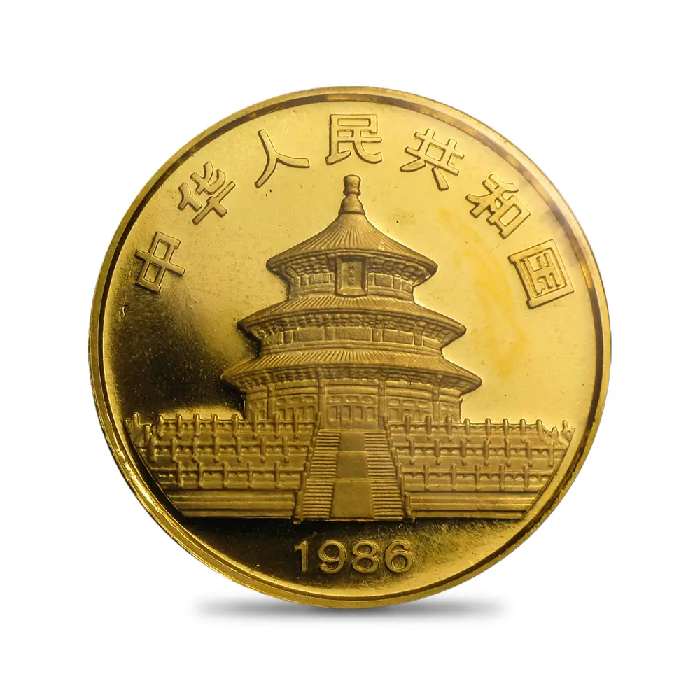 地金型3：6048 中国 1986 パンダ 100元 1オンス 金貨 【1枚】 (コインケース付き)