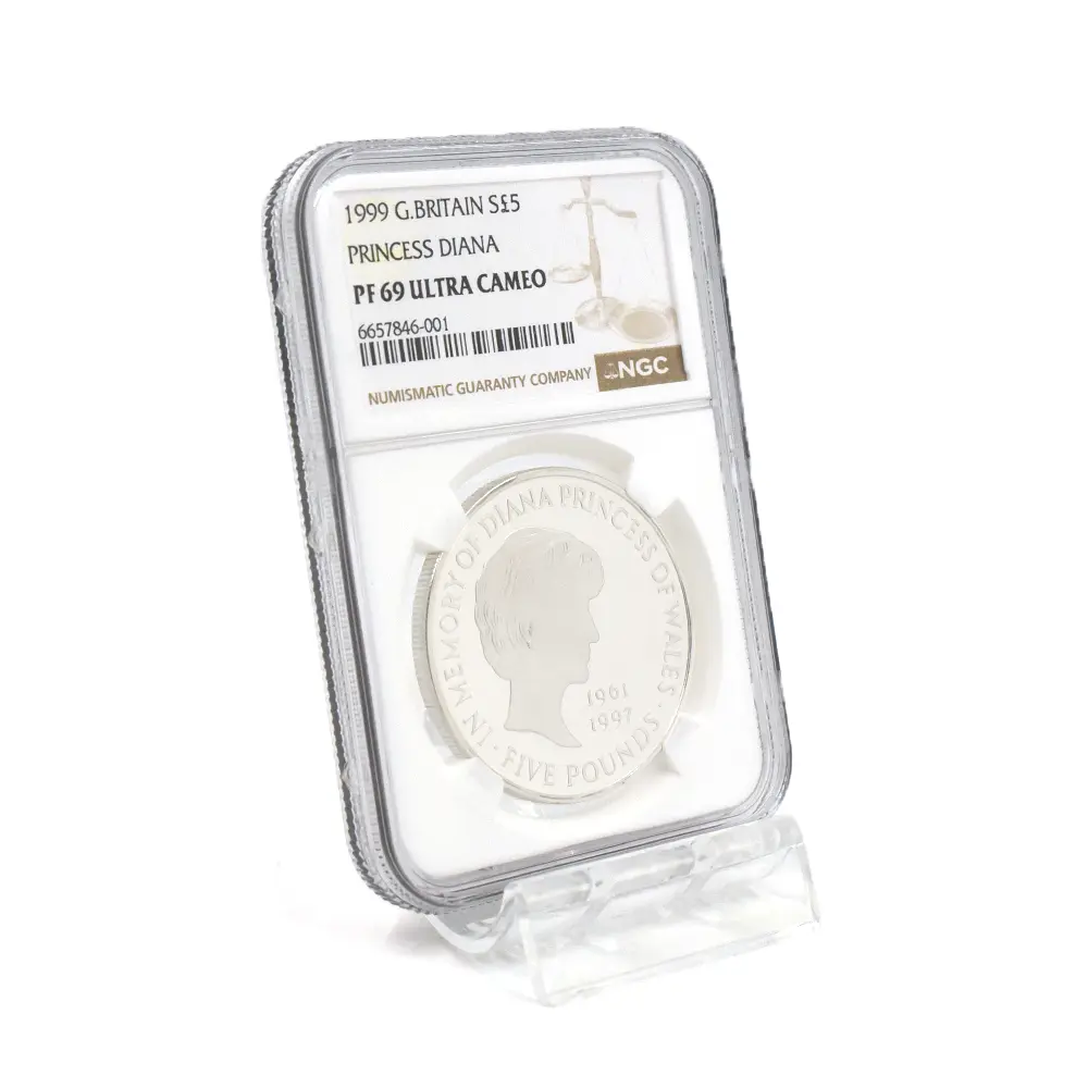 モダンコイン6：6103 1999 エリザベス2世 ダイアナ妃追悼記念 5ポンド銀貨 NGC PF69UC 箱付き