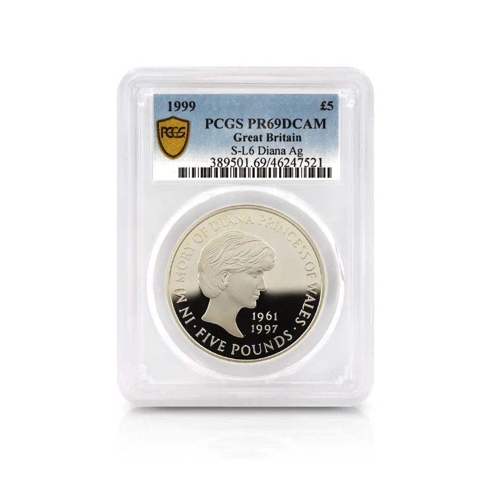 モダンコイン4：6104 1999 エリザベス2世 ダイアナ妃追悼記念 5ポンド銀貨 PCGS PR69DC S-L6 箱付き