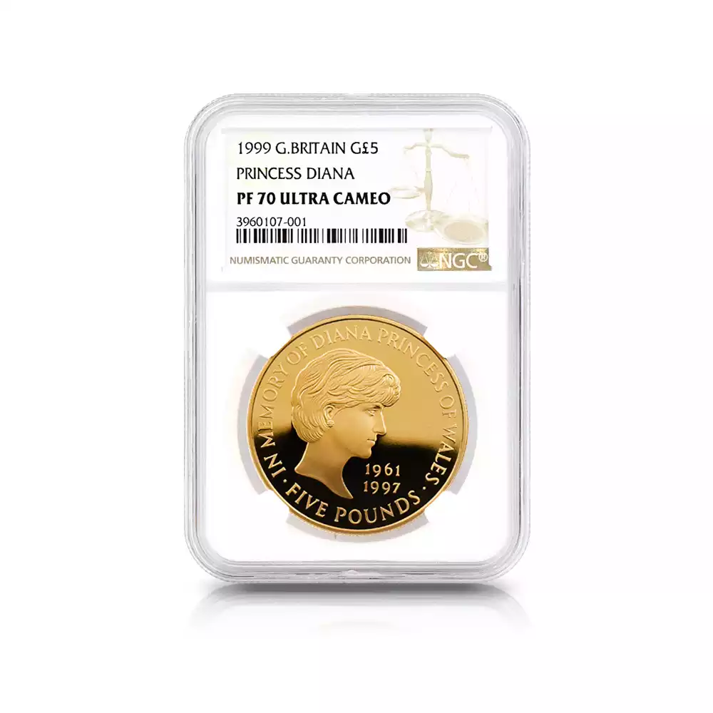 モダンコイン4：6108 1999 エリザベス2世 ダイアナ妃追悼記念 5ポンド金貨 NGC PF70UC