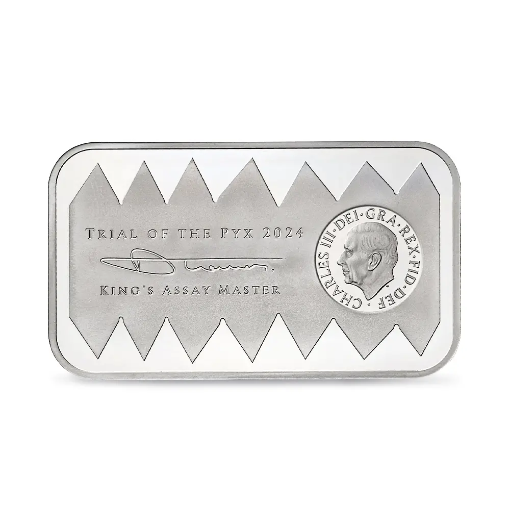 モダンコイン2：6023 2024 Trial of the Pyx 1オンス シルバーバー 未鑑定 パッケージ付き