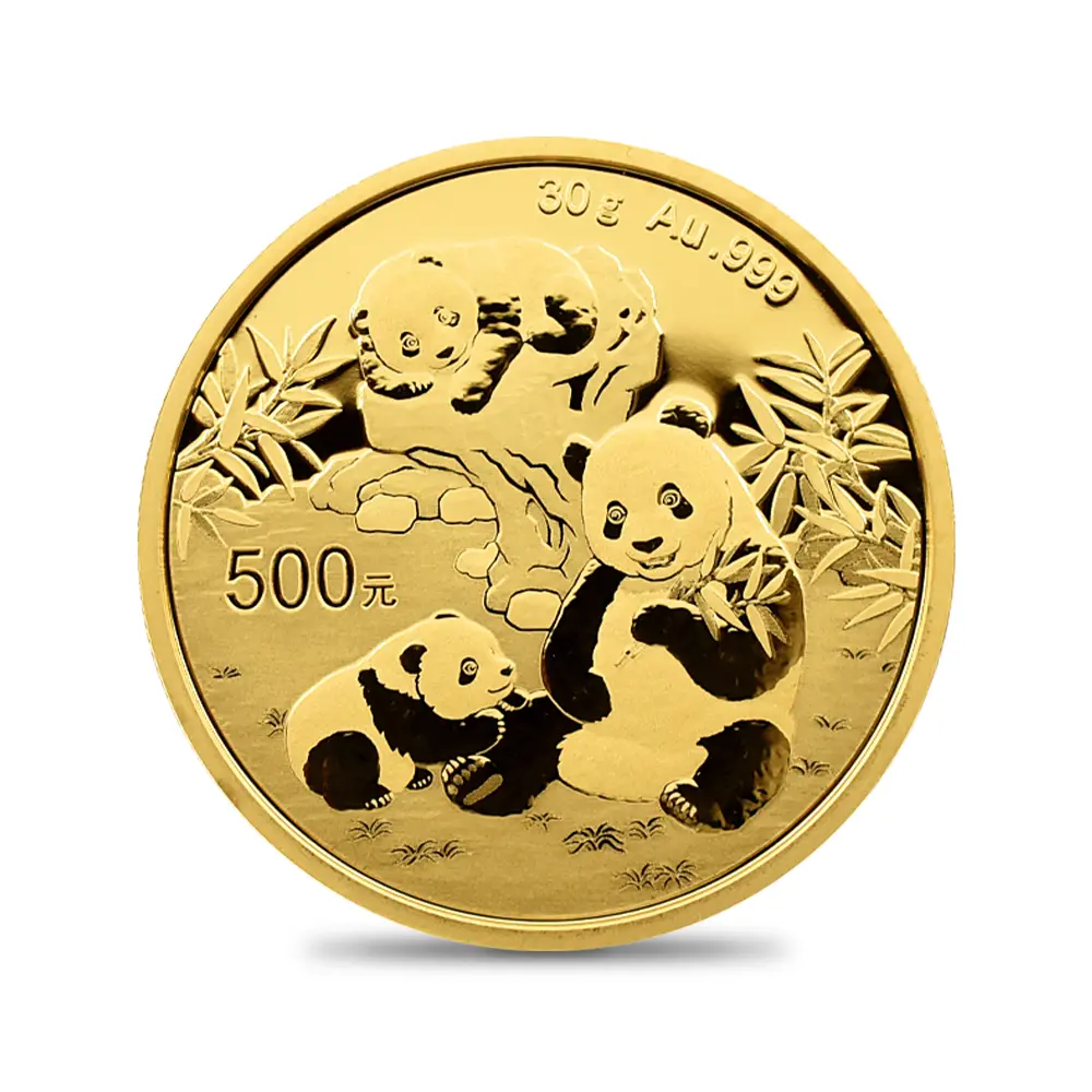 地金型3：6115 中国 2025 パンダ 500元 30グラム 金貨 【10枚】