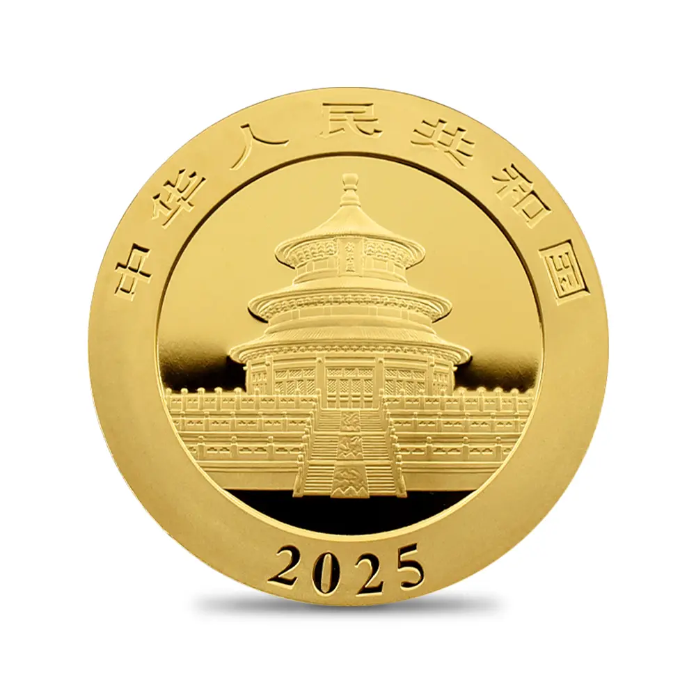 地金型4：6115 中国 2025 パンダ 500元 30グラム 金貨 【10枚】