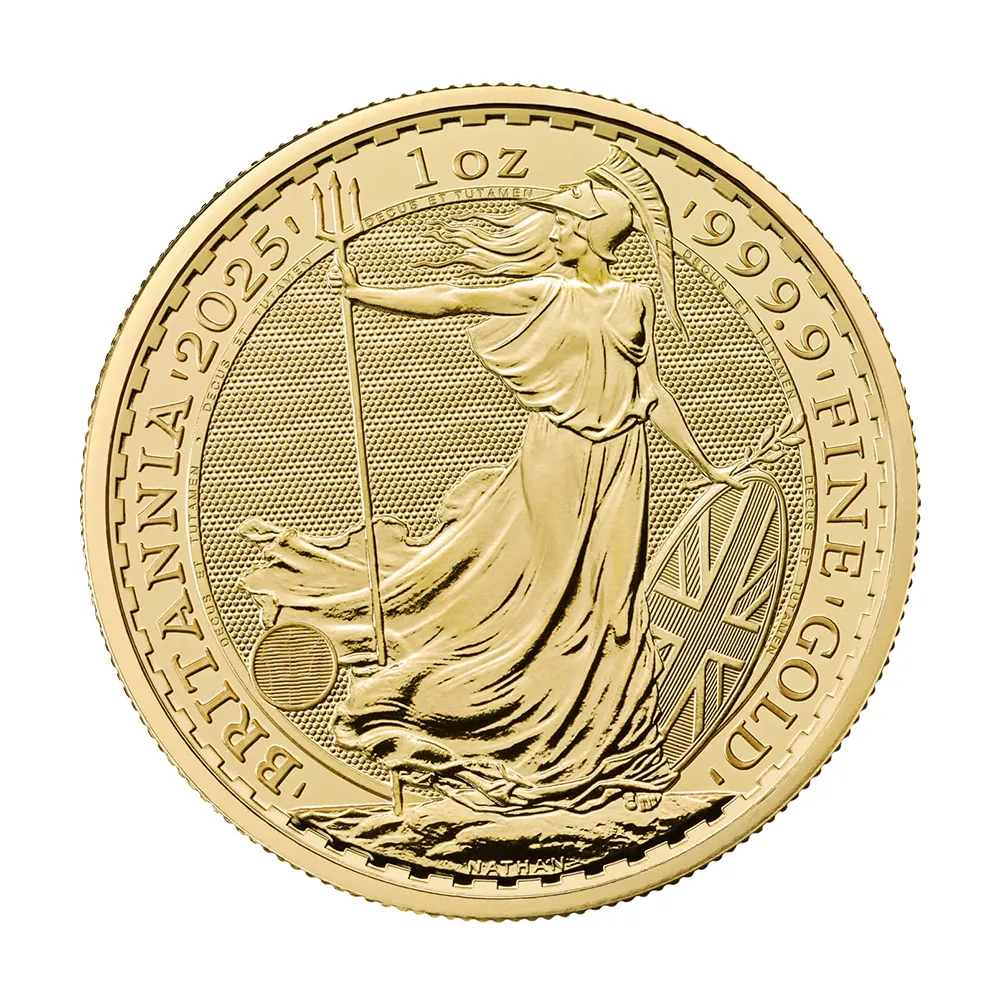 地金型3：6124 イギリス 2025 チャールズ3世 ブリタニア 100ポンド 1オンス 金貨 【5枚】 (コインケース付き)