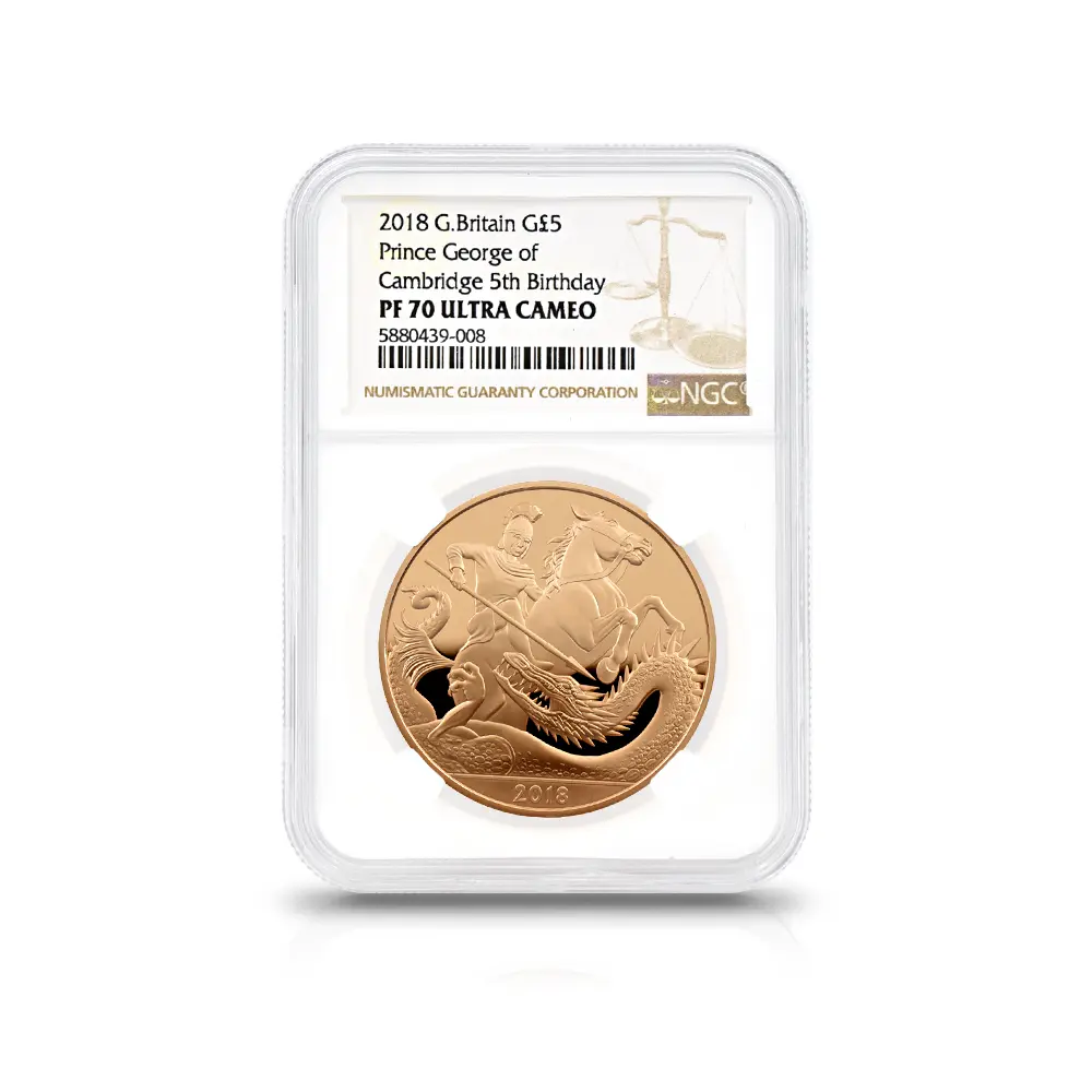 モダンコイン4：4778 2018 エリザベス2世 ジョージ王子誕生5週年記念 5ポンド金貨 NGC PF70UC