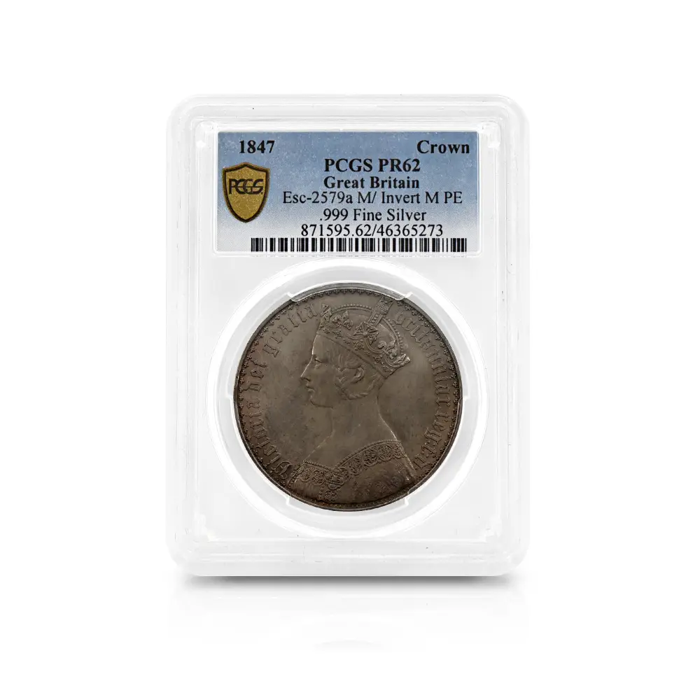 アンティークコイン4：4780 1847 ヴィクトリア女王 ゴチッククラウン銀貨 プレーンエッジ 純銀タイプ PCGS PR62 Esc-2579a【R4】