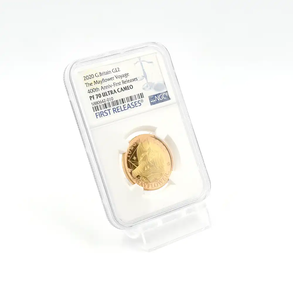 2020 エリザベス2世 メイフラワー号出航400周年 2ポンド2色金貨 ファーストリリース NGC PF70UC | 英国アンティークコイン
