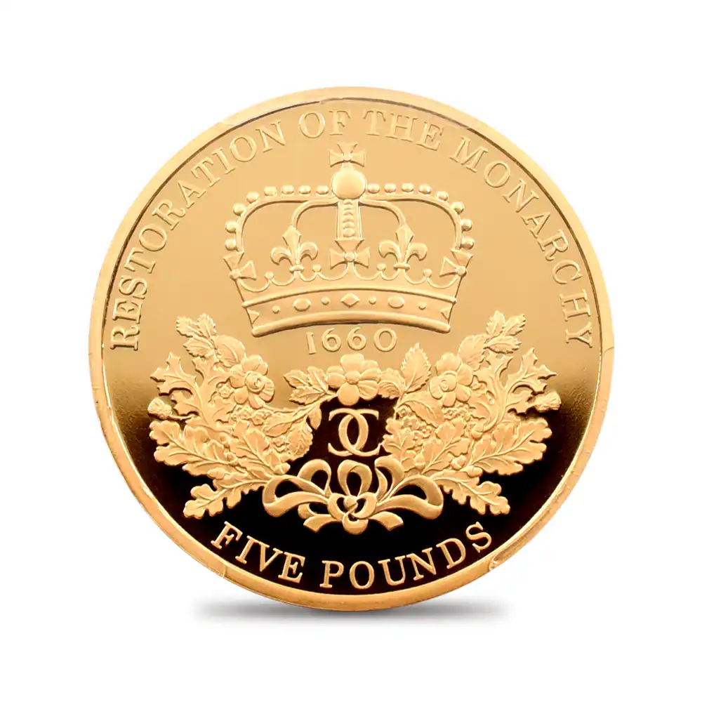モダンコイン2：3550 2010 エリザベス2世 王政復古350周年記念 5ポンド金貨 PCGS PR70DC