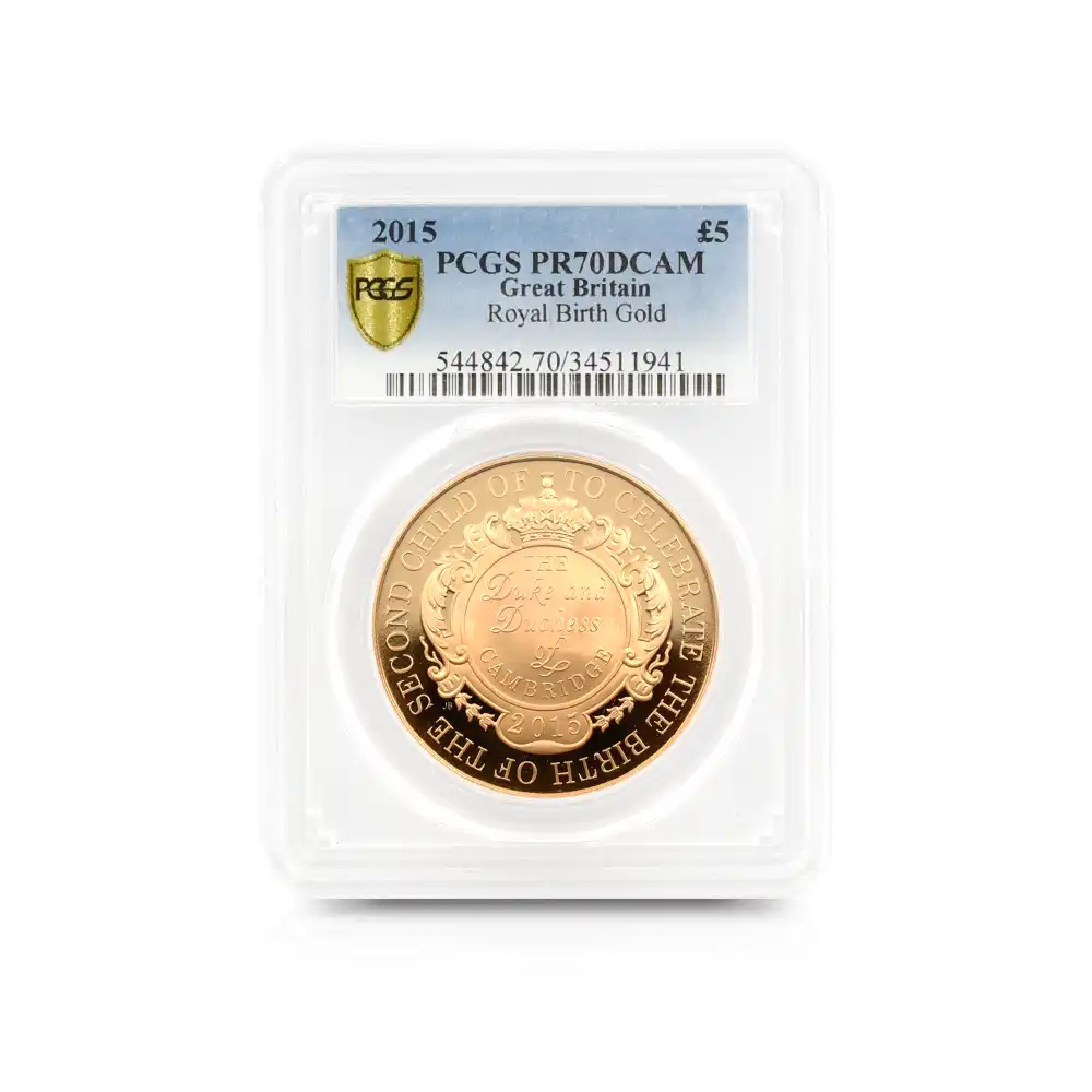 モダンコイン4：3551 2015 エリザベス2世 シャーロット王女誕生記念 5ポンド金貨 PCGS PR70DC